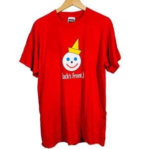 Vintage 90s Jack's Back Graphic Tee Jack in the Box Red Short Sleeve Shirt - L